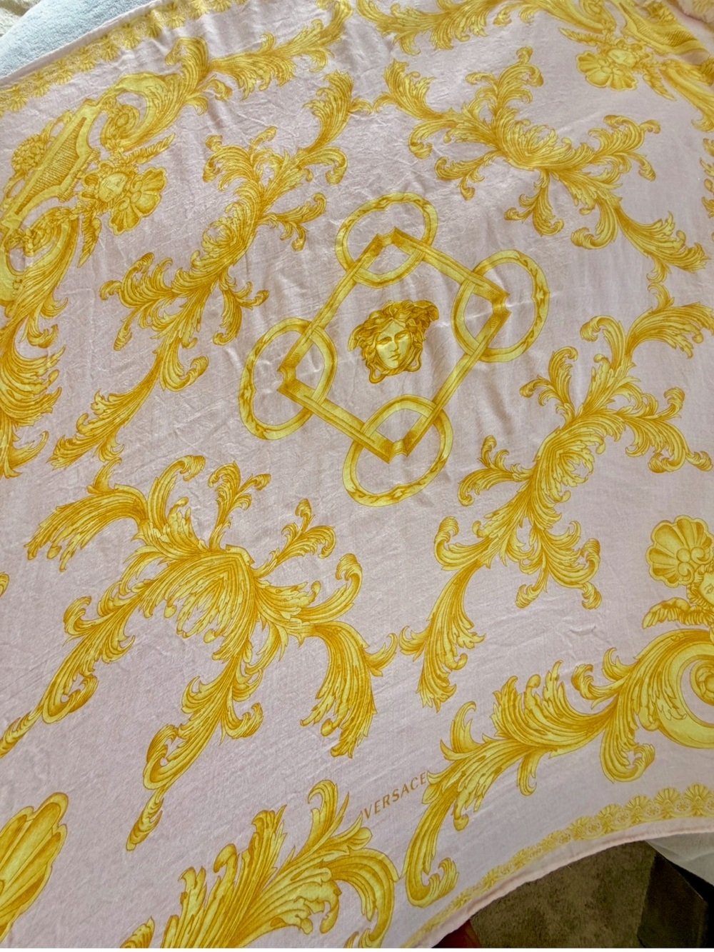 Versace Shawl in Rosa Pink Gold modal/cashmere blend scarf, cover up, wrap